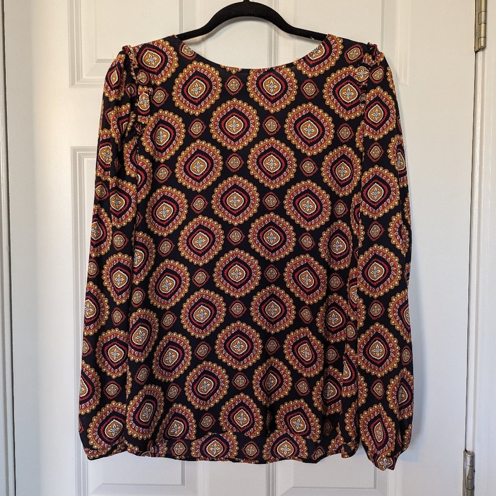 Loft Size Large Navy Print Blouse